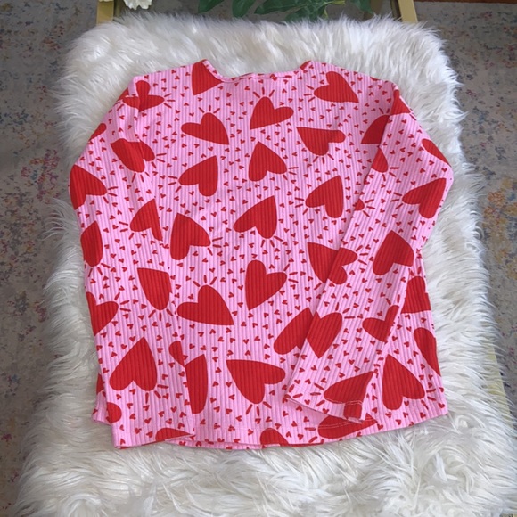 Hanna Andersson Girls Pink with Red Hearts Pajama Long Sleeves Top Sz 12 - Picture 3 of 10